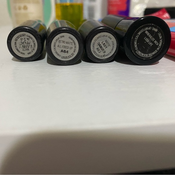 Mac lipstick(3 matte 1 sheer) Ruby woo, Lady danger, all fired up lush life - Picture 2 of 3